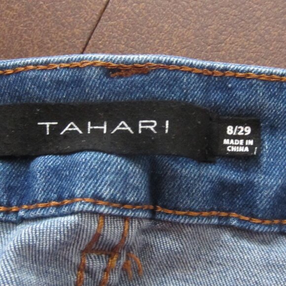 TAHARI Women's Jeans Size 8/29 High-rise Slim Straight Stretch Button Front - Picture 9 of 11